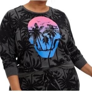 Torrid Sleep 1 terry palm skull long sleeve lounge sweatshirt TLS1 1988